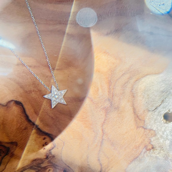 Estella Bartlett 14kt White Gold Diamond Star Pave 16in Necklace Pendant - Picture 10 of 10